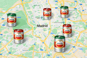 mapa de madrid con rutas de distribución de cerveza