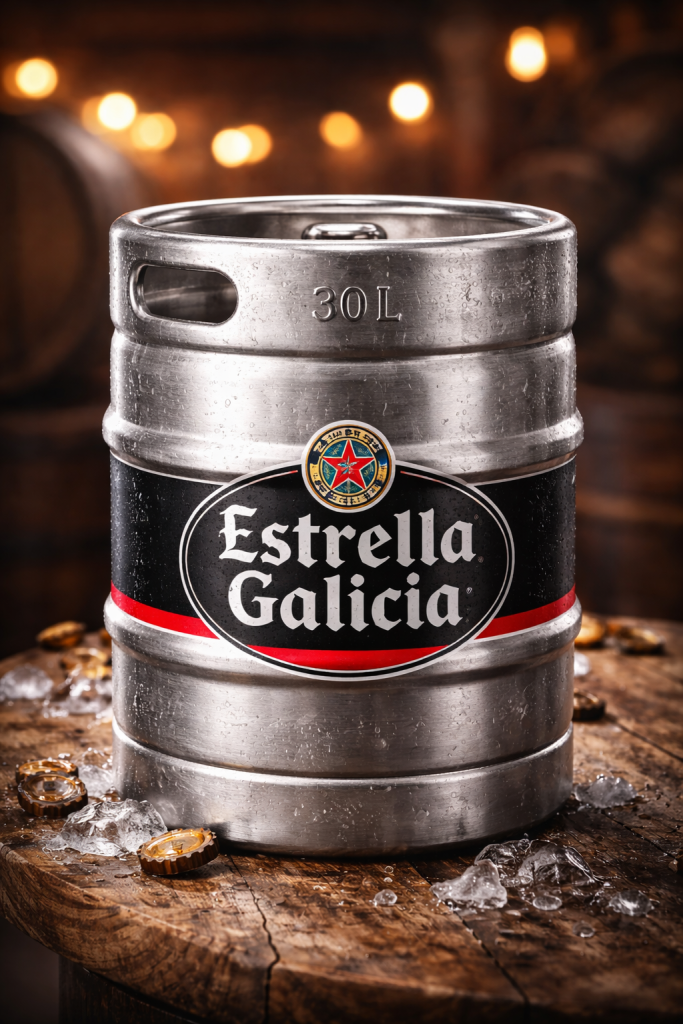 cerveza Estrella Galicia preparados para distribución en Madrid