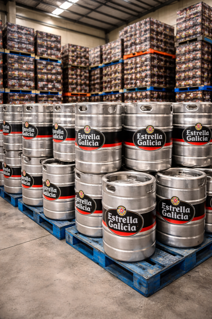 almacén profesional con barriles de cerveza