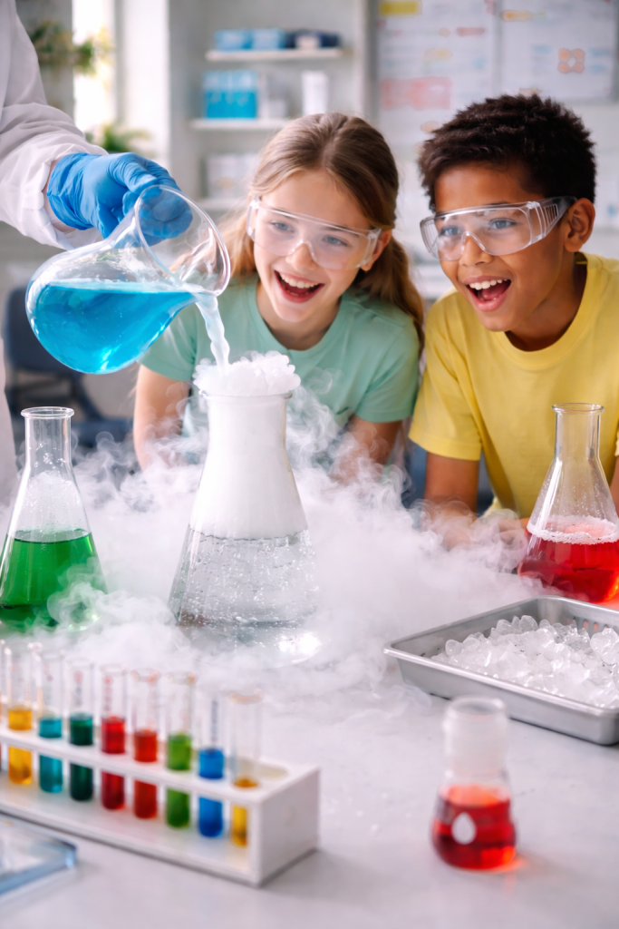 Uso de hielo seco en experimentos escolares y talleres científicos