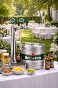  barril heineken instalado en barra de evento