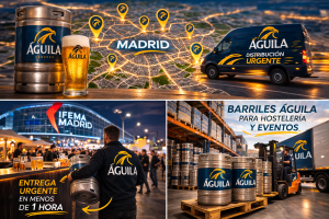 barriles de cerveza águila listos para bares en madrid