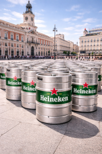 barriles de cerveza heineken preparados para bares
