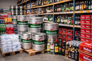  almacén con barriles de cerveza listos para distribución