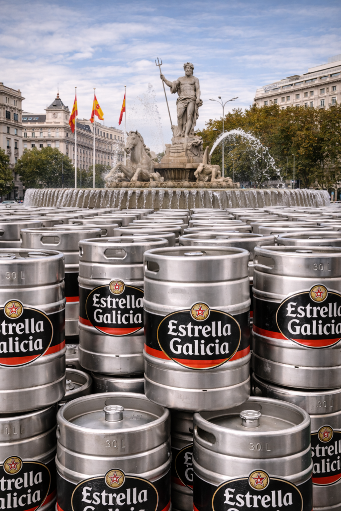 barriles estrella galicia preparados para distribución en madrid